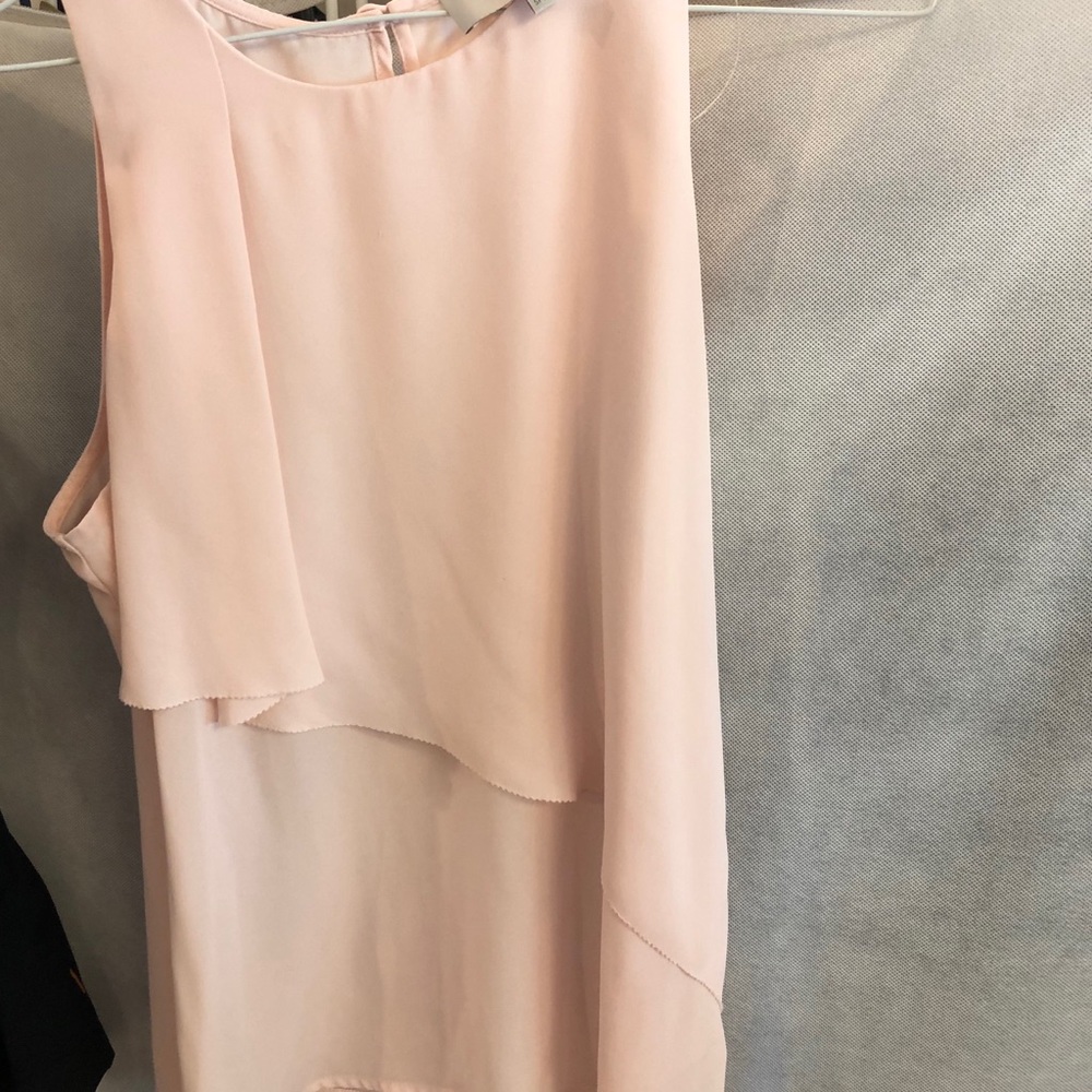 Ann Taylor Petite Small Layered Light Pink Tank